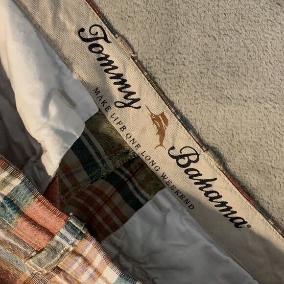 Tommy Bahama Golf Shorts Mens Size 32 Pastel Plaid Stretch Linen Blend Beach - Picture 3 of 11